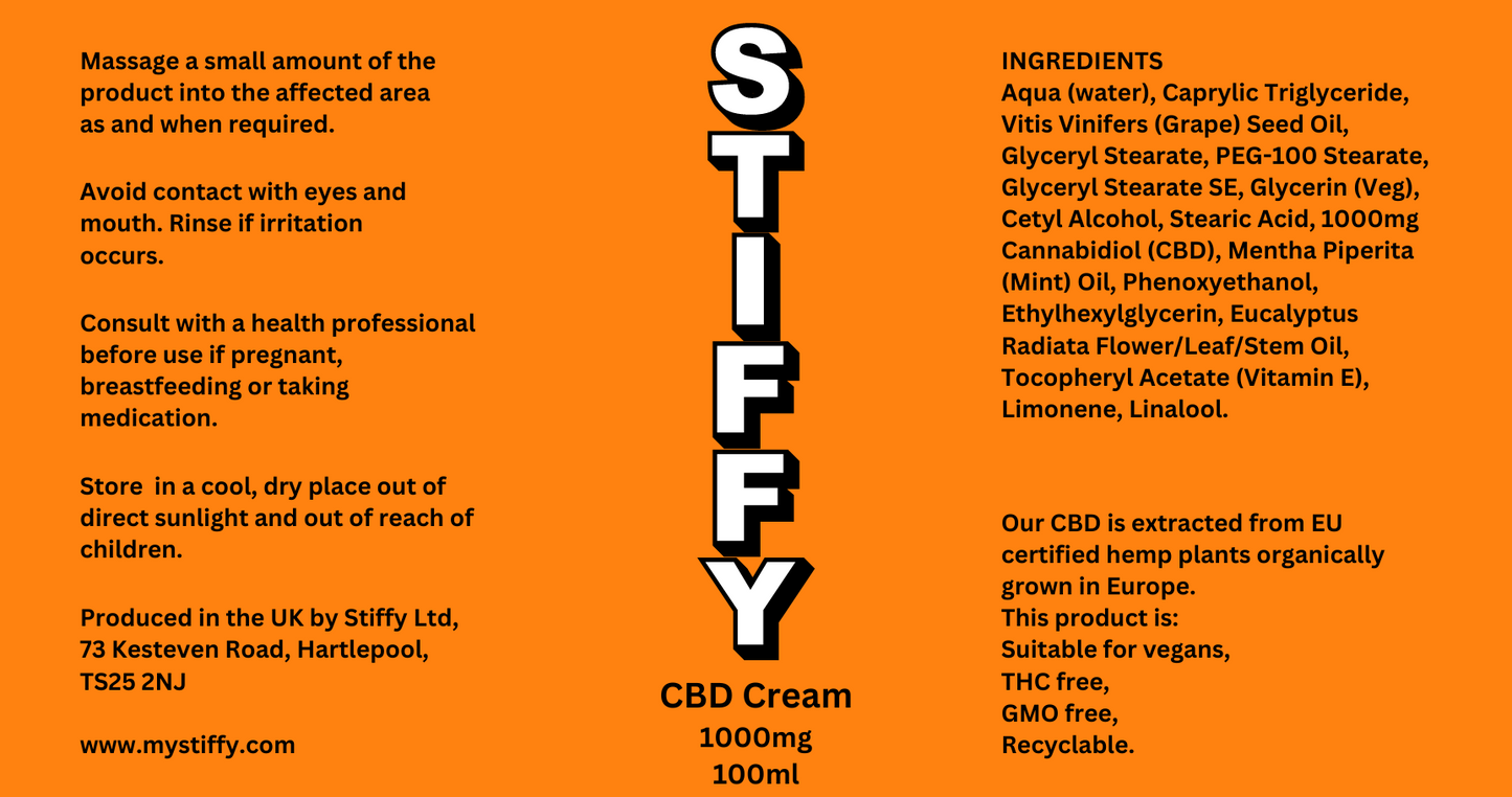 Stiffy CBD Cream - 1000mg - 100ml