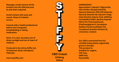 Stiffy CBD Cream - 1000mg - 100ml